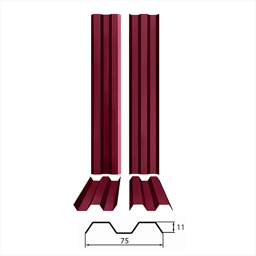 Штакетник металлический Mini Двухсторонний ( RAL 3005 )