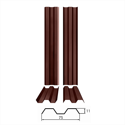 Штакетник металлический Mini Двухсторонний ( RAL 8017 )